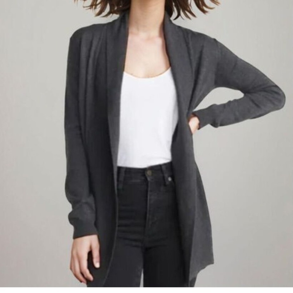 Marine Layer Cashmere Blend Knit Open Cardigan Dark Grey Sz XS